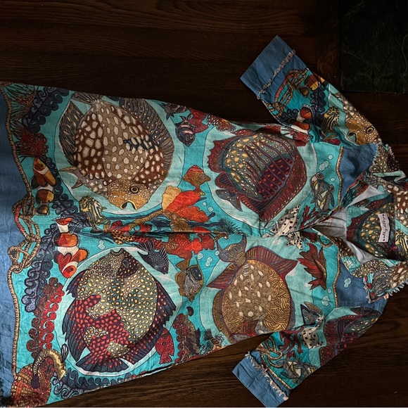 Dizzy Lizzie Aquarium Chatham Colorful Fish Print Dress Small - Picture 2 of 5